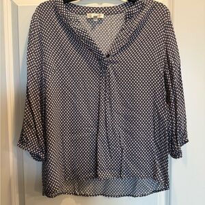 Kenar Blue 3/4 Sleeve Sailor Collar Blouse